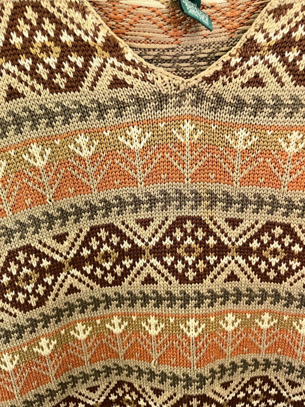 Lauren Ralph Lauren Women's V-Neck Fair Isle Sweater in Tan and Brown - Picture 3 of 4
